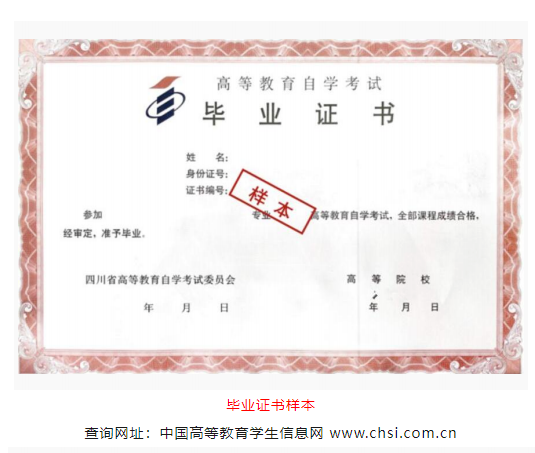 自学考试毕业证书通用样本